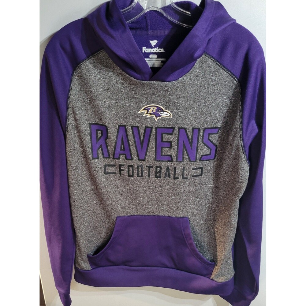 Baltimore Ravens Mens Pullover Hoodie Purple and Gray Size M